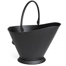 Best Choice Products Indoor Outdoor Large Wide Top Multipurpose Modern Metal Fireplace Pit Furnace Ash Bucket Storage Container w/Built-in Handle  Support Base - Black - B07CPFJS2B